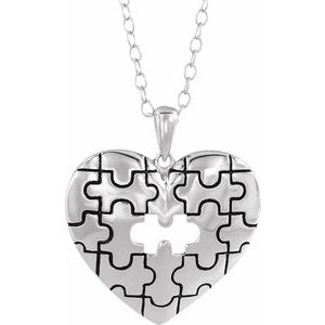 Sterling Silver Without Box Polished Piece Of My Heart Necklace With Card