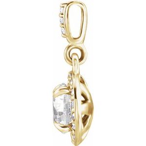 14K Yellow Gold Round 5Mm Gh Si1-Si2 1/2 Ctw Lab-Grown Diamond Halo-Style Pendant