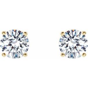 14K Yellow Gold Round 5.75Mm Vs, F+ 1 1/2 Ctw Lab-Grown Diamond 4-Prong Stud Friction Back Earrings
