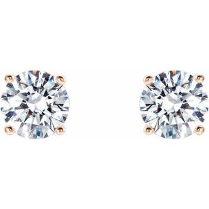 14K Rose Gold Round 4Mm Vs, F+ 1/2 Ctw Lab-Grown Diamond 4-Prong Stud Friction Back Earrings