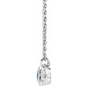 14K White Gold Emerald 6 X 4Mm G-H I1 Natural Aquamarine And .02 Ctw Natural Diamond Bar Necklace, Length: 16 In