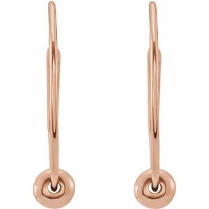 14K Rose Gold Pair Polished Youth Hoop Earrings With Bead