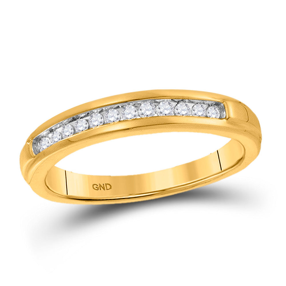 10K White Or Yellow Gold Womens Round Diamond Single Row Band Ring , Womens Size: 5-10