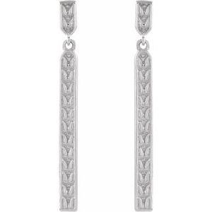 Platinum 29 X 2.4 Mm Pair Friction Backs Included Polished Sculptural Bar Earrings