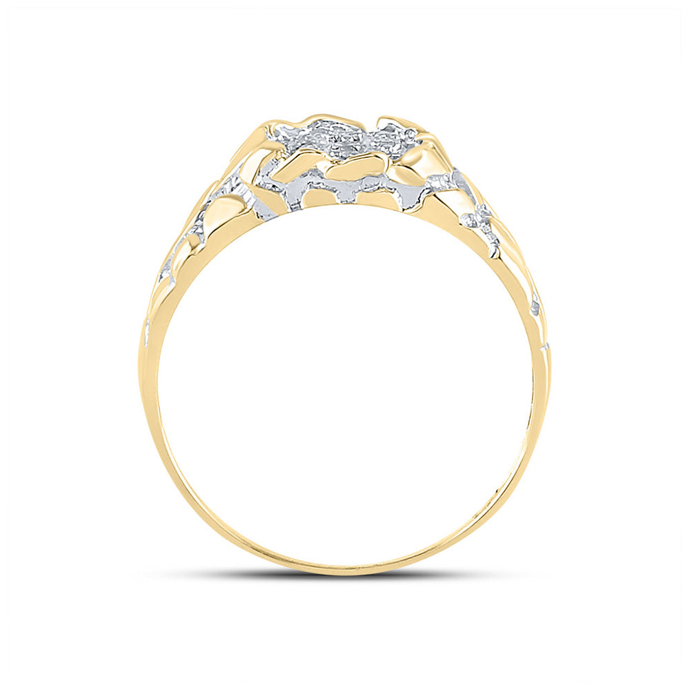 Yellow-tone Sterling Silver Mens Round Diamond Cluster Ring 1/20 Cttw, Mens Size: 7-13