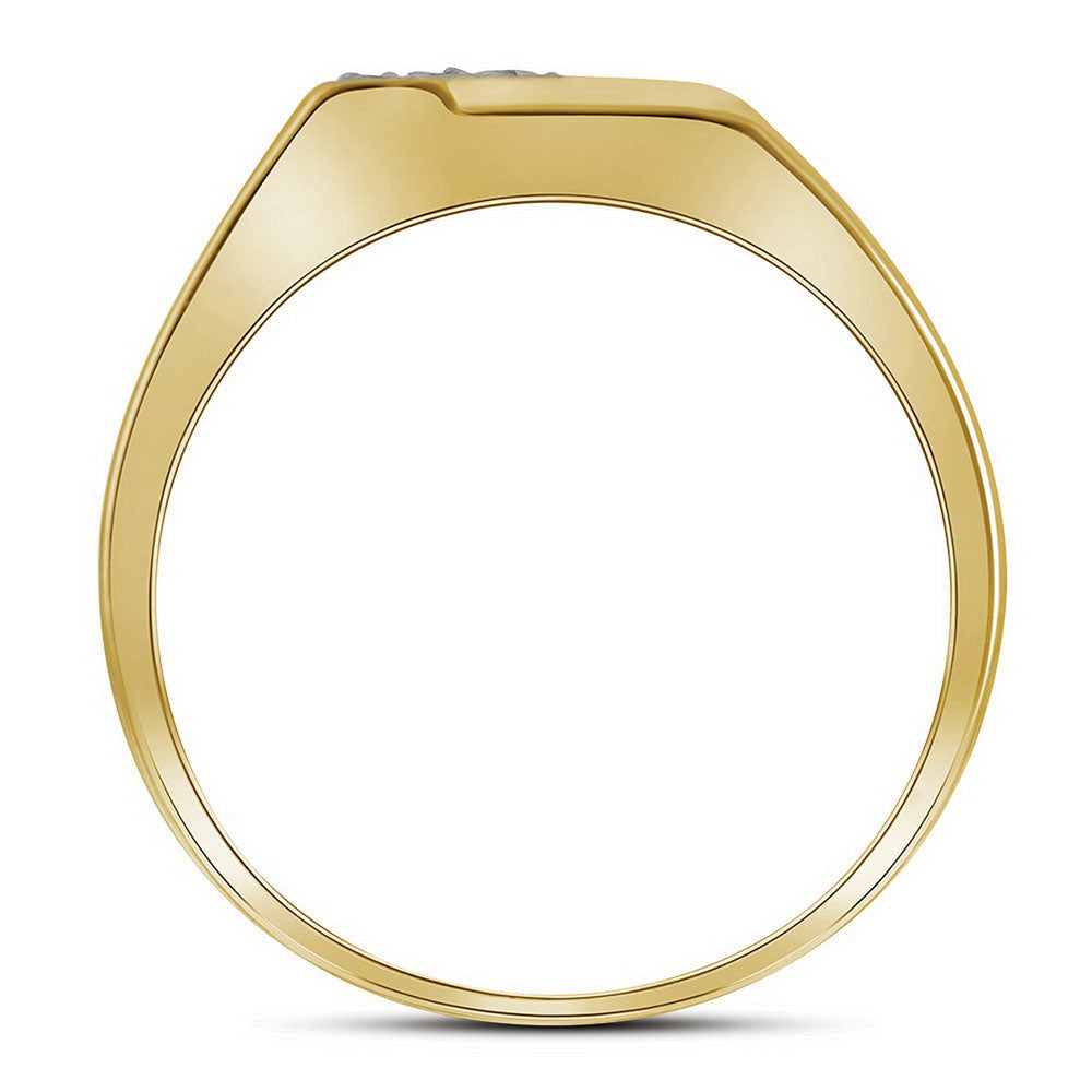 Yellow-tone Sterling Silver Or Sterling Silver Mens Round Prong-set Diamond Diagonal Double Row Band Ring 1/10 Cttw, Mens Size: 7-13