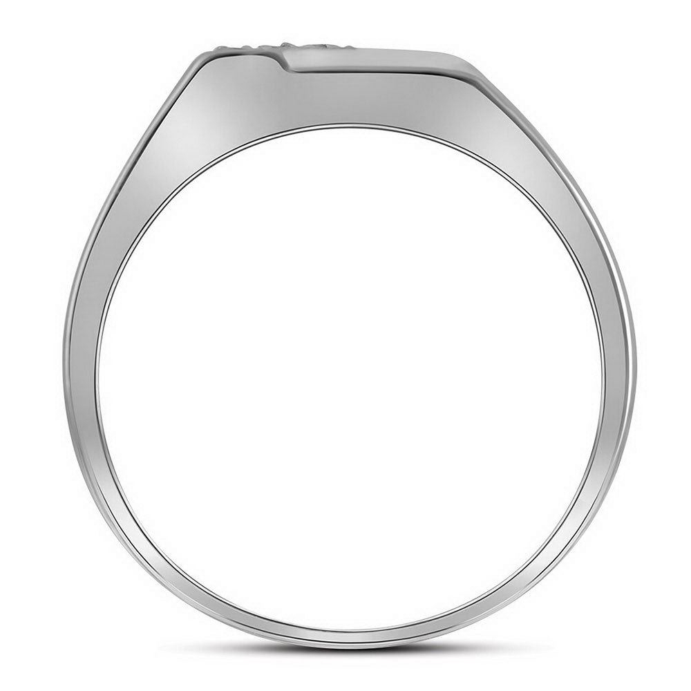 Yellow-tone Sterling Silver Or Sterling Silver Mens Round Prong-set Diamond Diagonal Double Row Band Ring 1/10 Cttw, Mens Size: 7-13