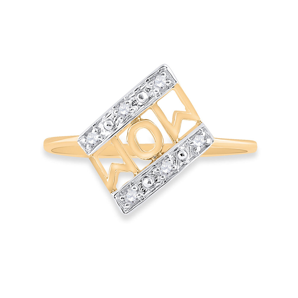 10K Yellow Gold Womens Round Diamond Mom Accent Ring 1/20 Cttw, Womens Size: 5-10
