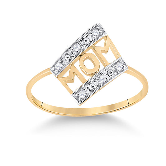 10K Yellow Gold Womens Round Diamond Mom Accent Ring 1/20 Cttw, Womens Size: 5-10