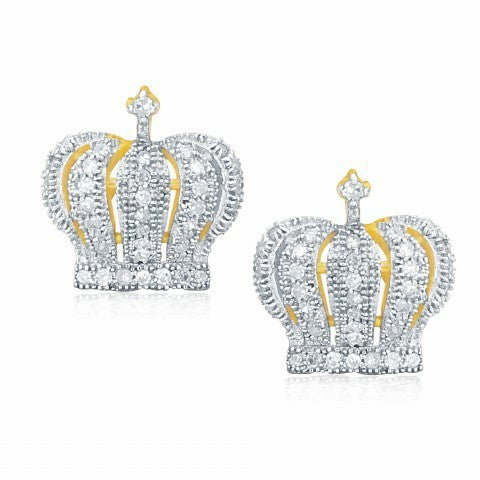 10K Yellow Gold Yellow Gold 0.25 Cttw Round Diamond Micro Pave Earring