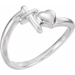 Sterling Silver Without Box Polished Cross/Heart Chastity Ring Size 7