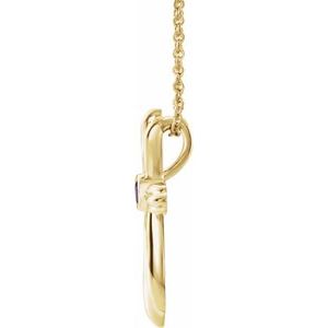 14K Yellow Gold Round 2.5 Mm Natural Amethyst Cross Necklace, Length: 18 In