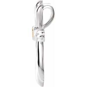 Sterling Silver Round 2.5 Mm Natural Citrine Cross Pendant