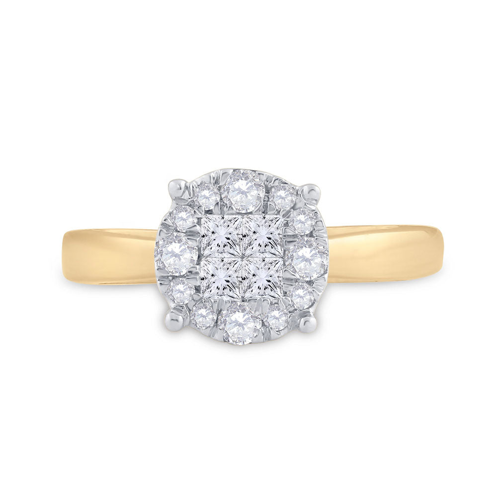 14K Yellow Or White Gold Princess Diamond Bridal Wedding Engagement Ring 1/2 Cttw, Womens Size: 5-10