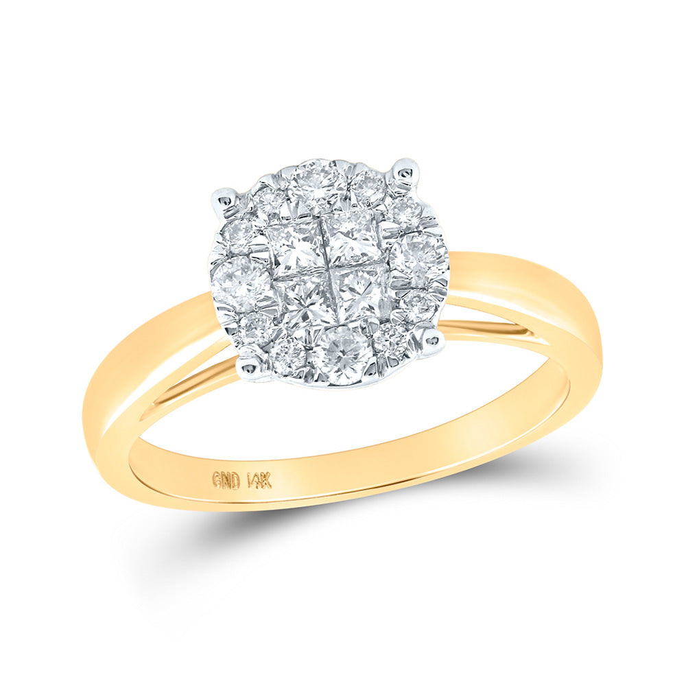 14K Yellow Or White Gold Princess Diamond Bridal Wedding Engagement Ring 1/2 Cttw, Womens Size: 5-10
