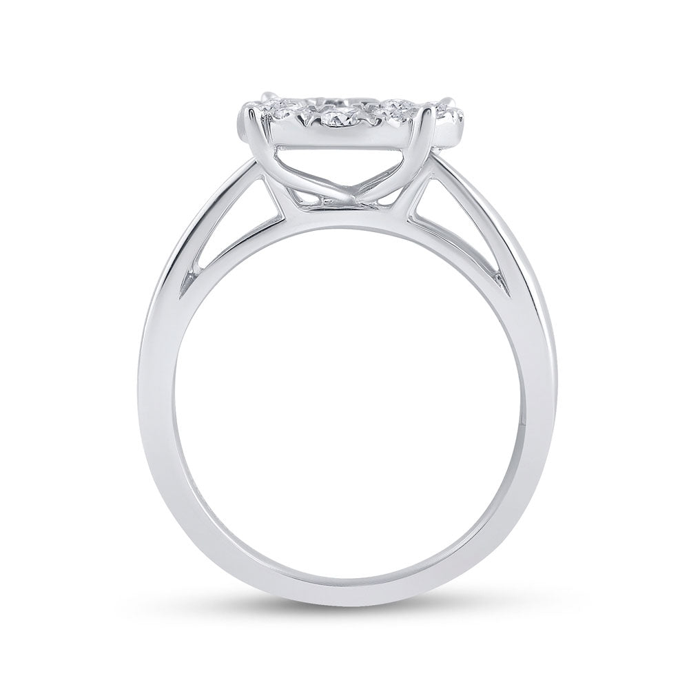 14K White Gold Princess Diamond Cluster Bridal Wedding Engagement Ring 1 Cttw, Womens Size: 5-10