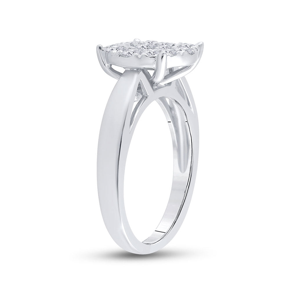 14K White Gold Princess Diamond Cluster Bridal Wedding Engagement Ring 1 Cttw, Womens Size: 5-10