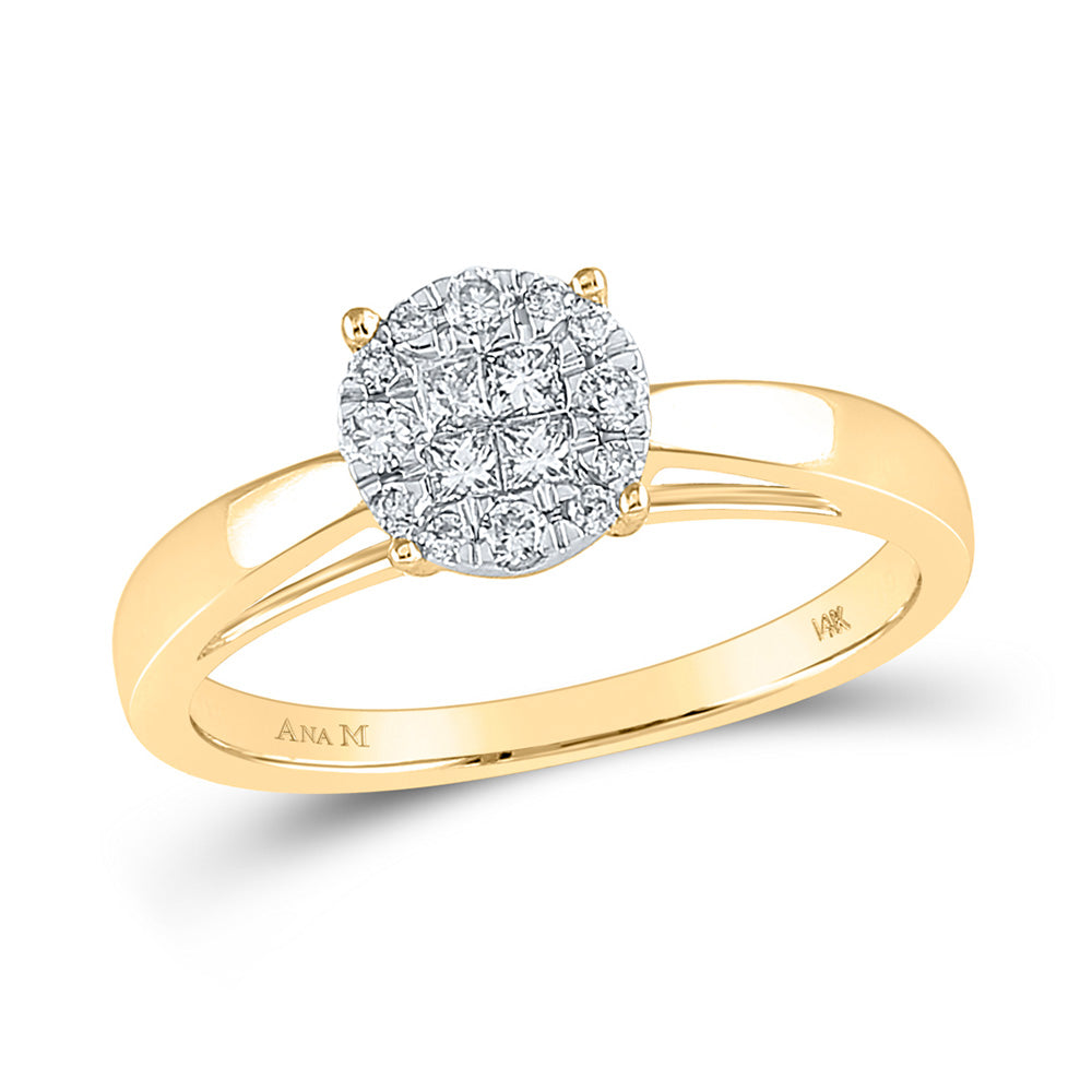 14K Yellow Or White Gold Princess Round Diamond Bridal Wedding Engagement Ring 1/4 Cttw, Womens Size: 5-10