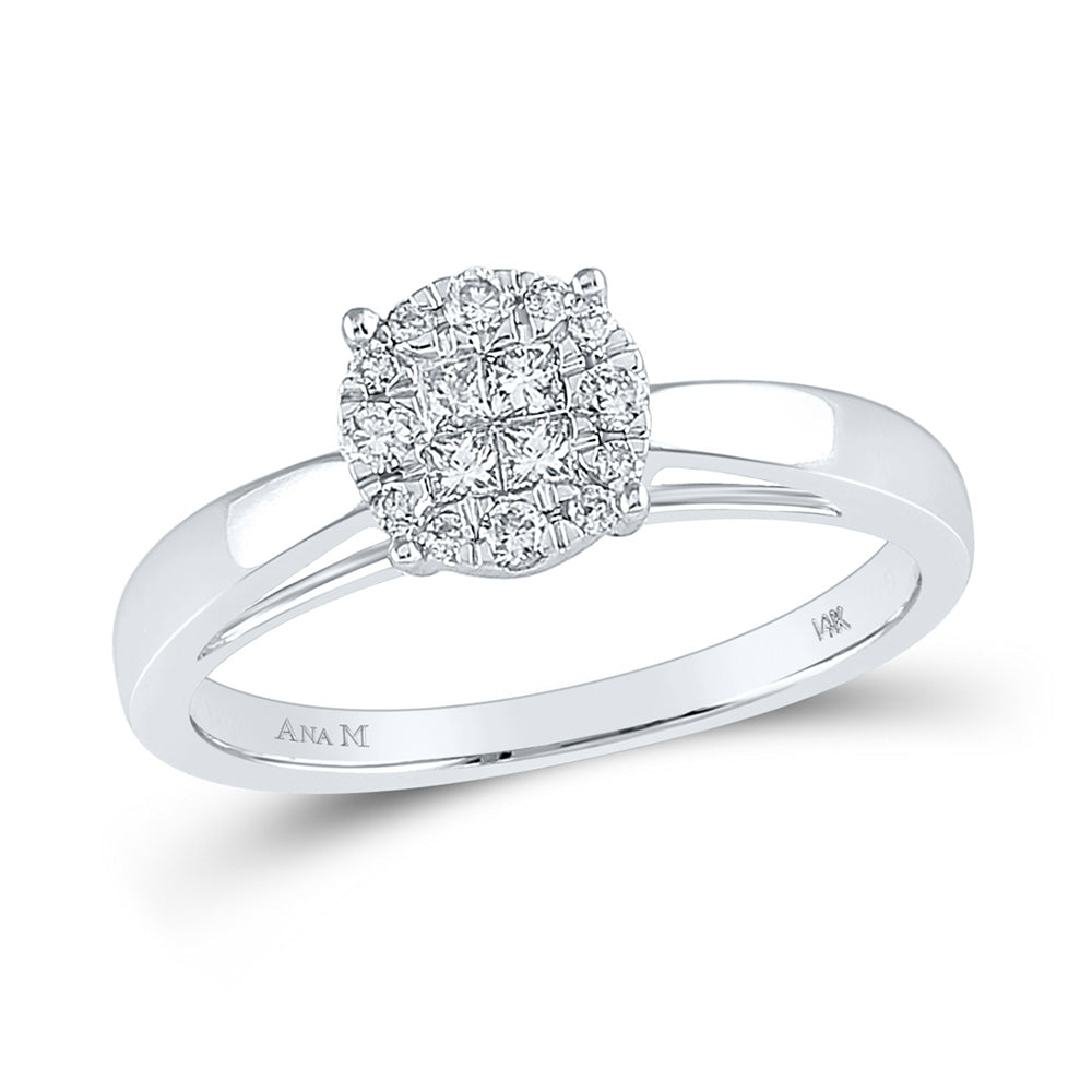 14K Yellow Or White Gold Princess Round Diamond Bridal Wedding Engagement Ring 1/4 Cttw, Womens Size: 5-10