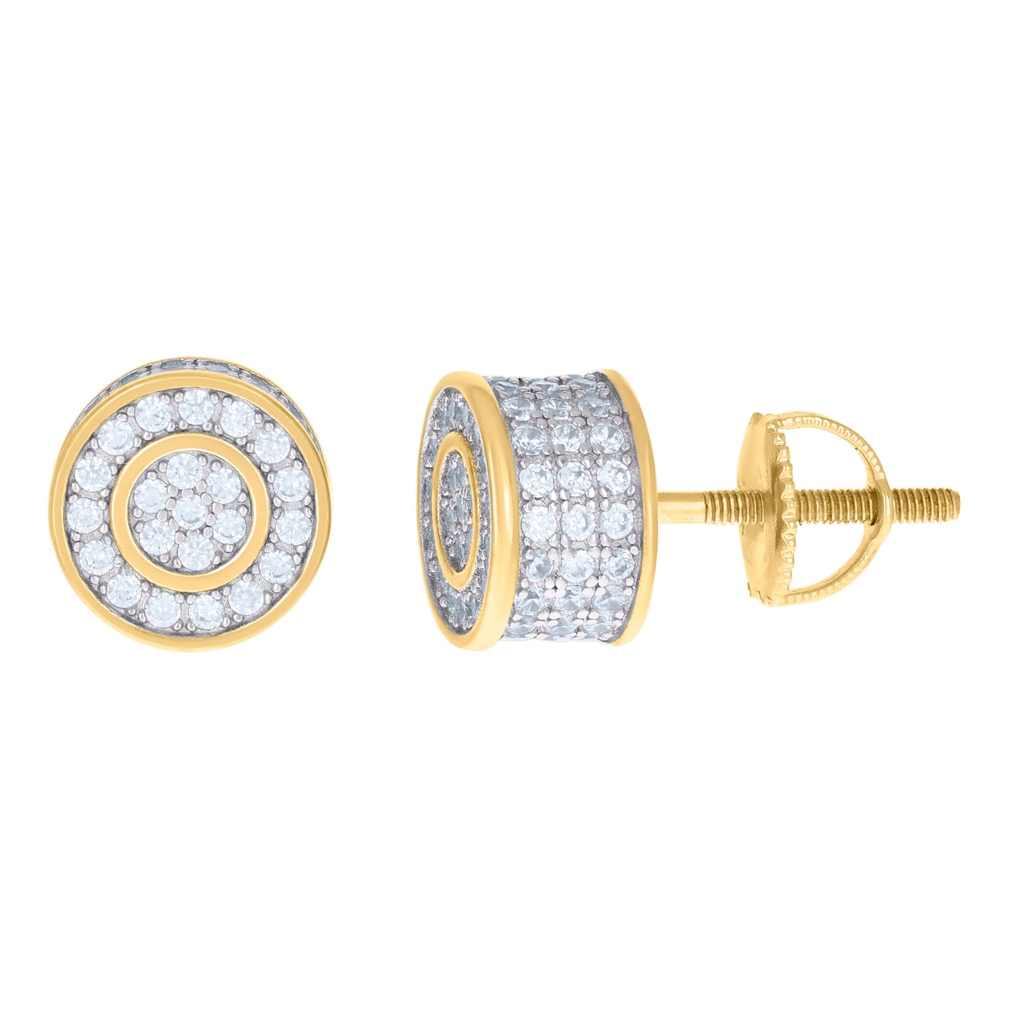 Sterling Silver Or Yellow-Tone Womens Cubic Zirconia Round Stud Earrings