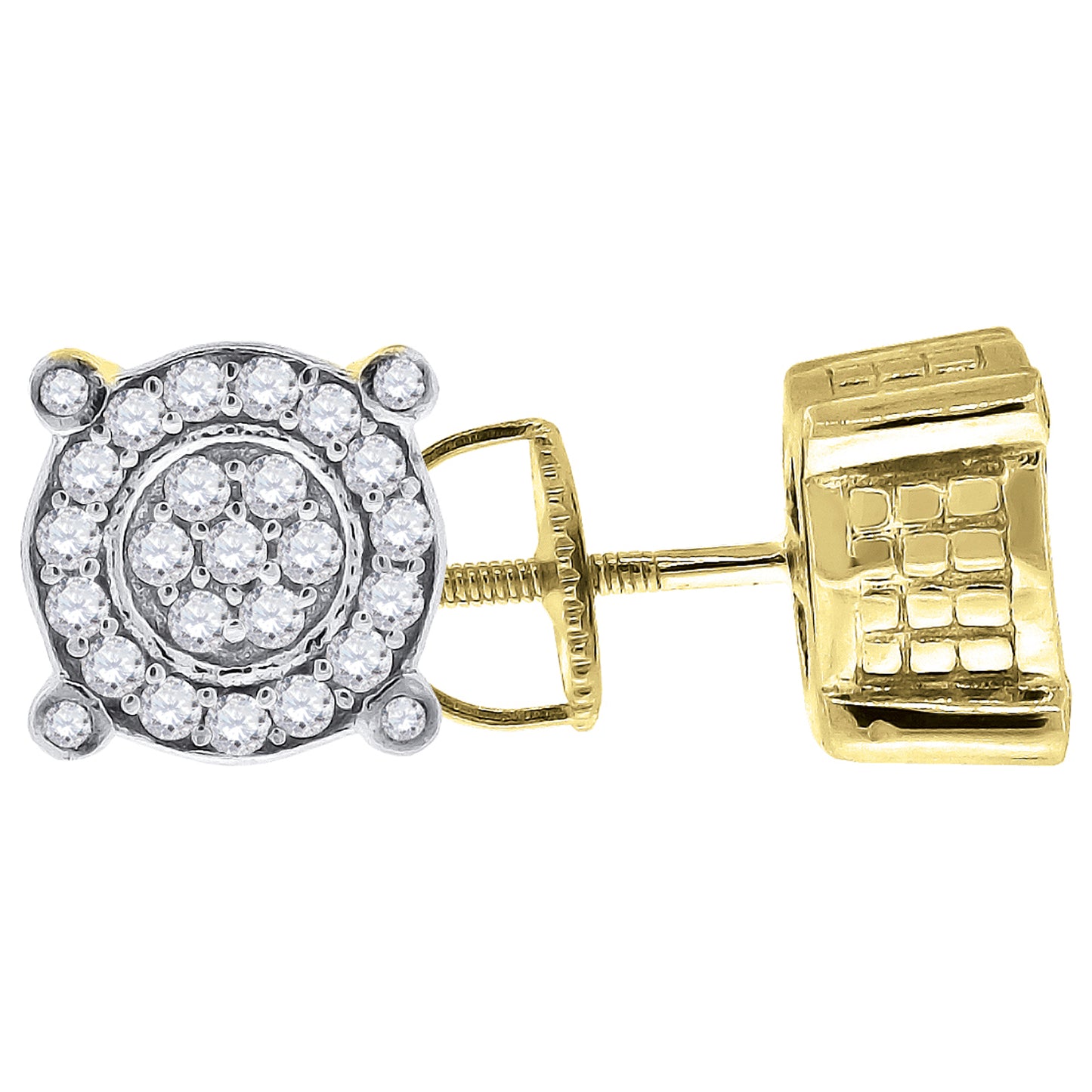 Sterling Silver Or Yellow-Tone Womens Cubic Zirconia Round Stud Earrings