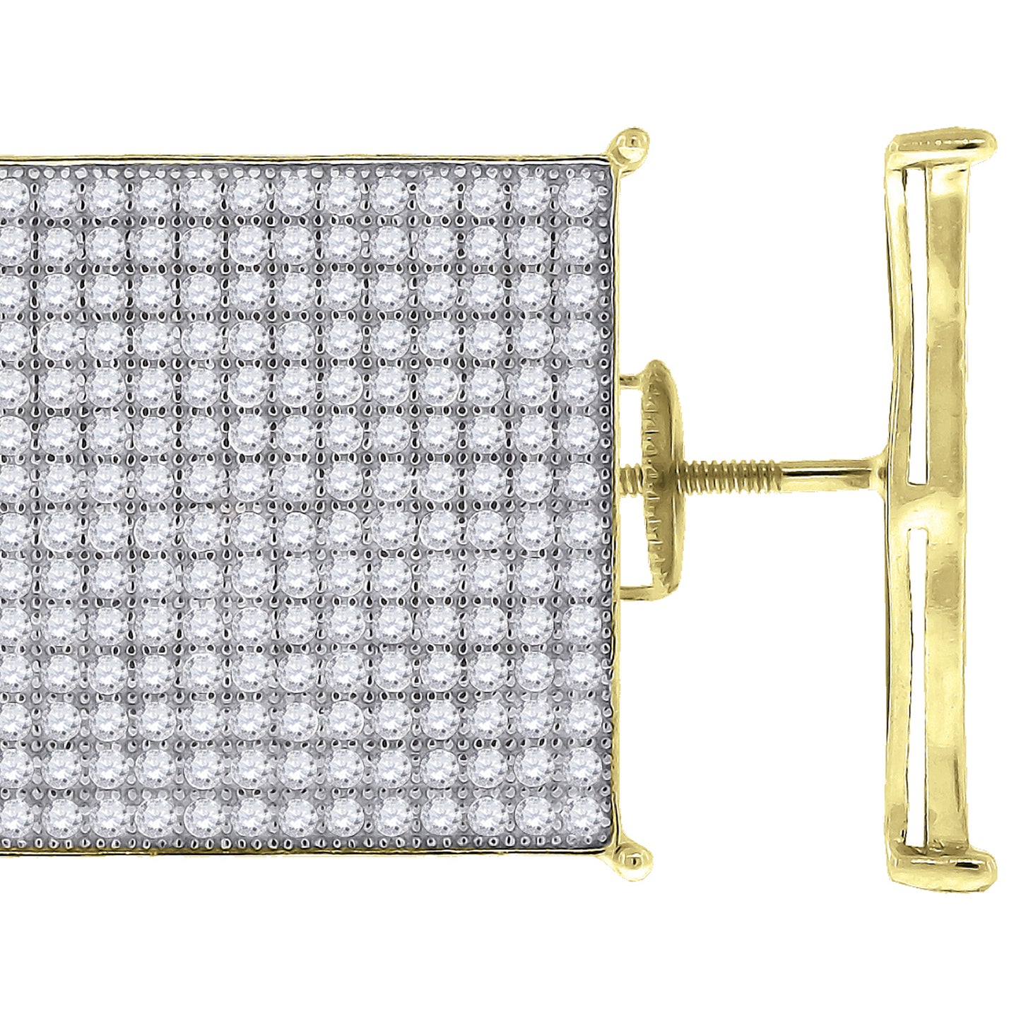 Sterling Silver Or Yellow-Tone Womens Cubic Zirconia Square Stud Earrings