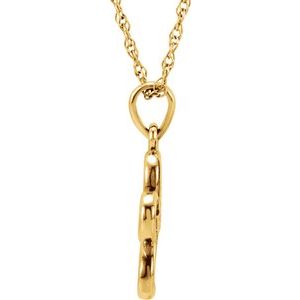 14K Yellow Gold Round 2Mm G-H I1 .03 Ctw Natural Diamond Flower Necklace, Length: 18 In