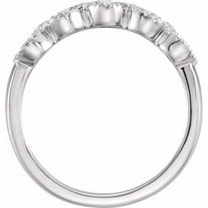 14K White Gold Round Polished 1/2 Ctw Natural Diamond Anniversary Band Size 7