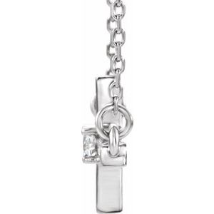 14K White Gold Round 3Mm Gh Si1-Si2 1/10 Ctw Lab Grown Diamond Sideways Cross Adjustable Necklace, Length: 18 In