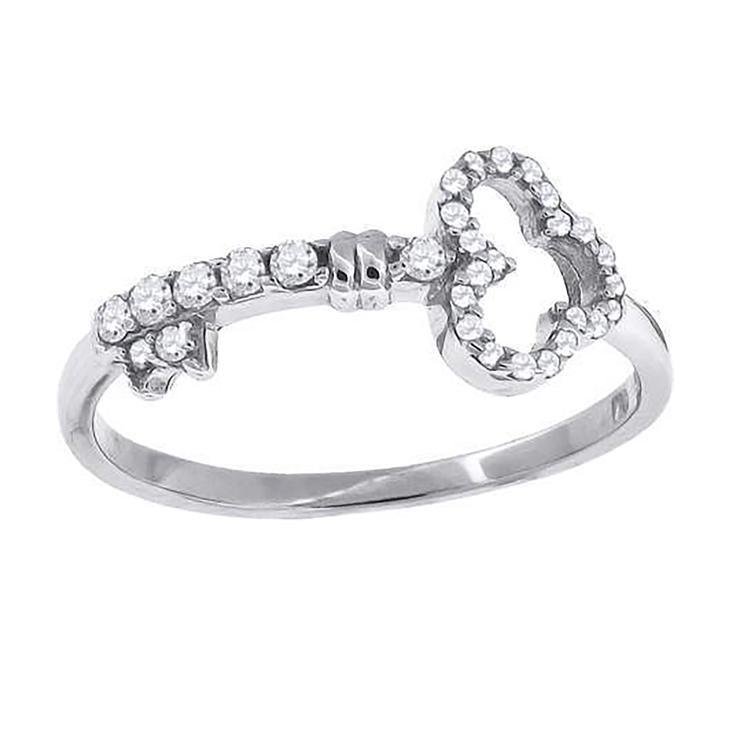 Sterling Silver Womens Cubic Zirconia Key Bridal Anniversary Wedding Engagement Band Ring