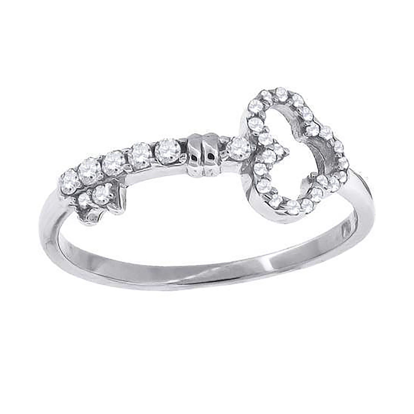 Sterling Silver Womens Cubic Zirconia Key Bridal Anniversary Wedding Engagement Band Ring