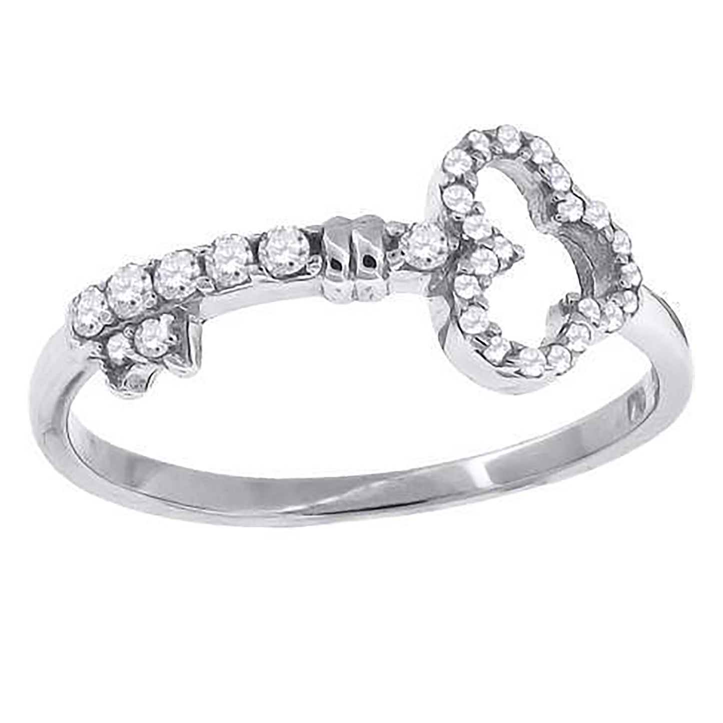Sterling Silver Womens Cubic Zirconia Key Bridal Anniversary Wedding Engagement Band Ring
