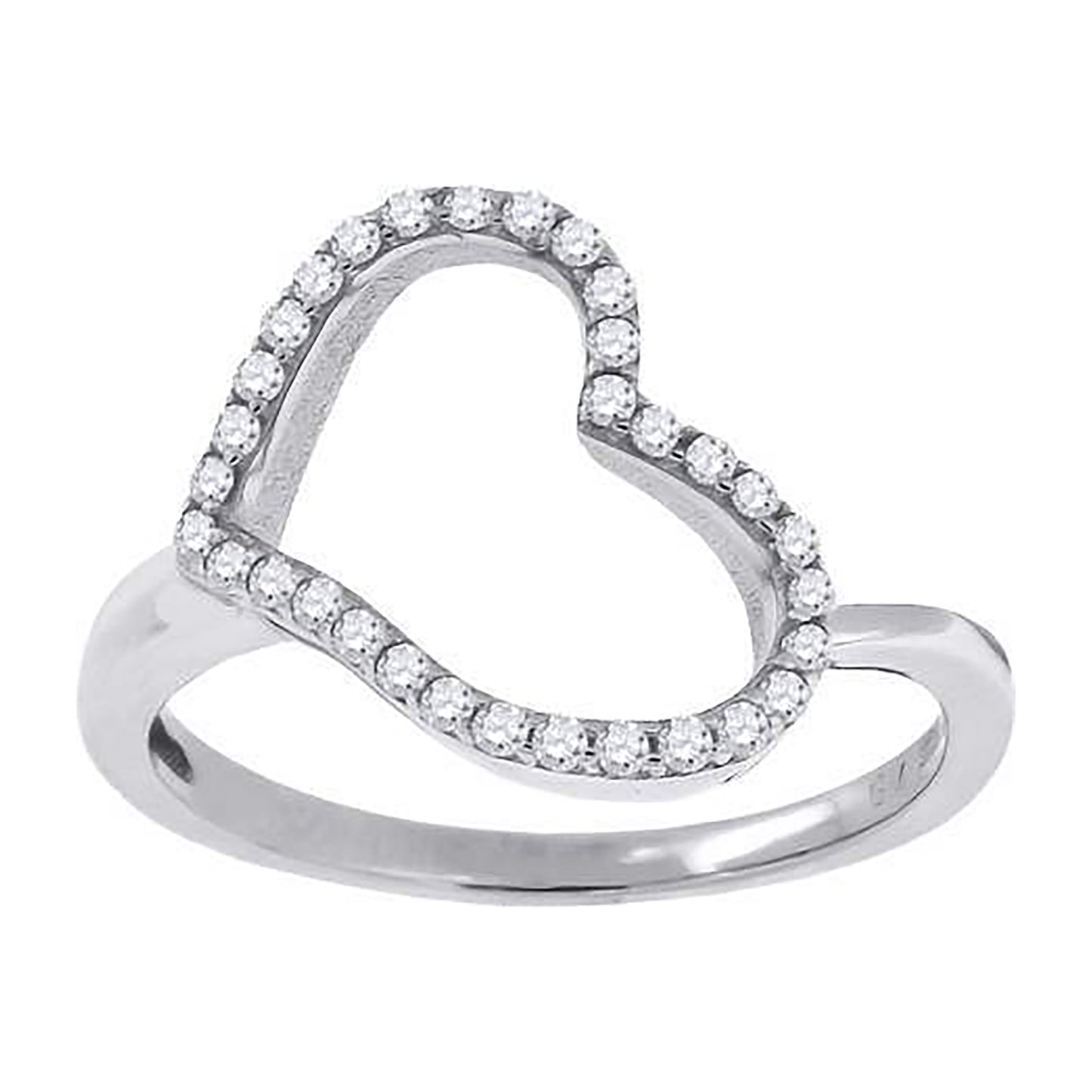 Sterling Silver Women's Cubic Zirconia Heart Bridal Anniversary Wedding Engagement Band Ring
