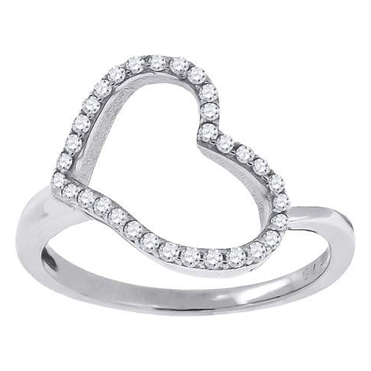 Sterling Silver Women's Cubic Zirconia Heart Bridal Anniversary Wedding Engagement Band Ring