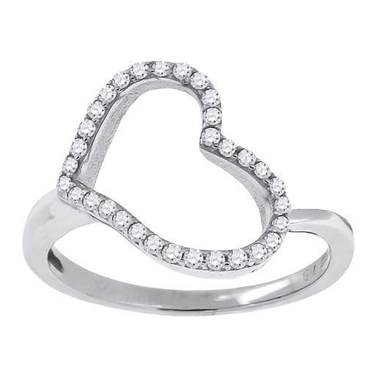 Sterling Silver Women's Cubic Zirconia Heart Bridal Anniversary Wedding Engagement Band Ring
