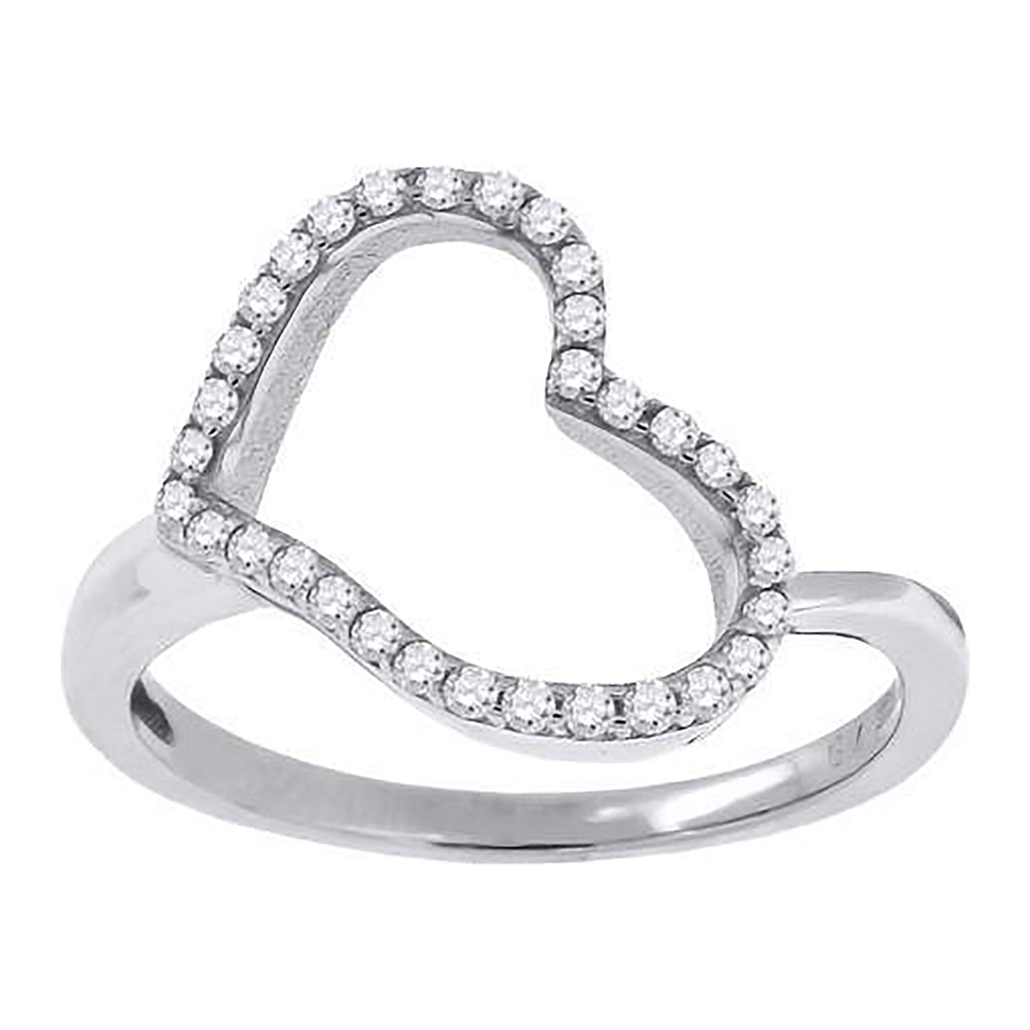 Sterling Silver Women's Cubic Zirconia Heart Bridal Anniversary Wedding Engagement Band Ring