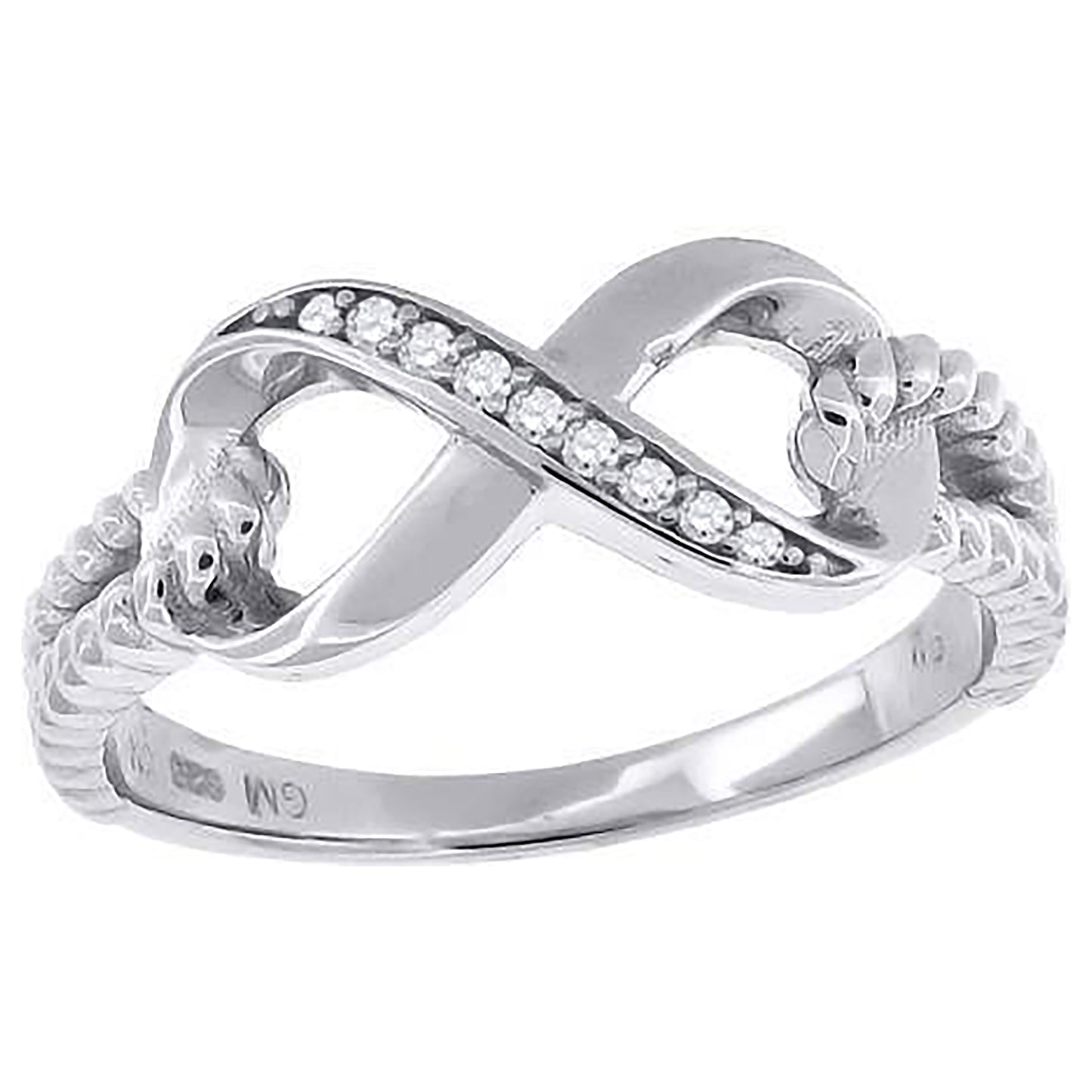 Sterling Silver Womens Cubic Zirconia Infinity Love Bridal Anniversary Wedding Engagement Band Ring