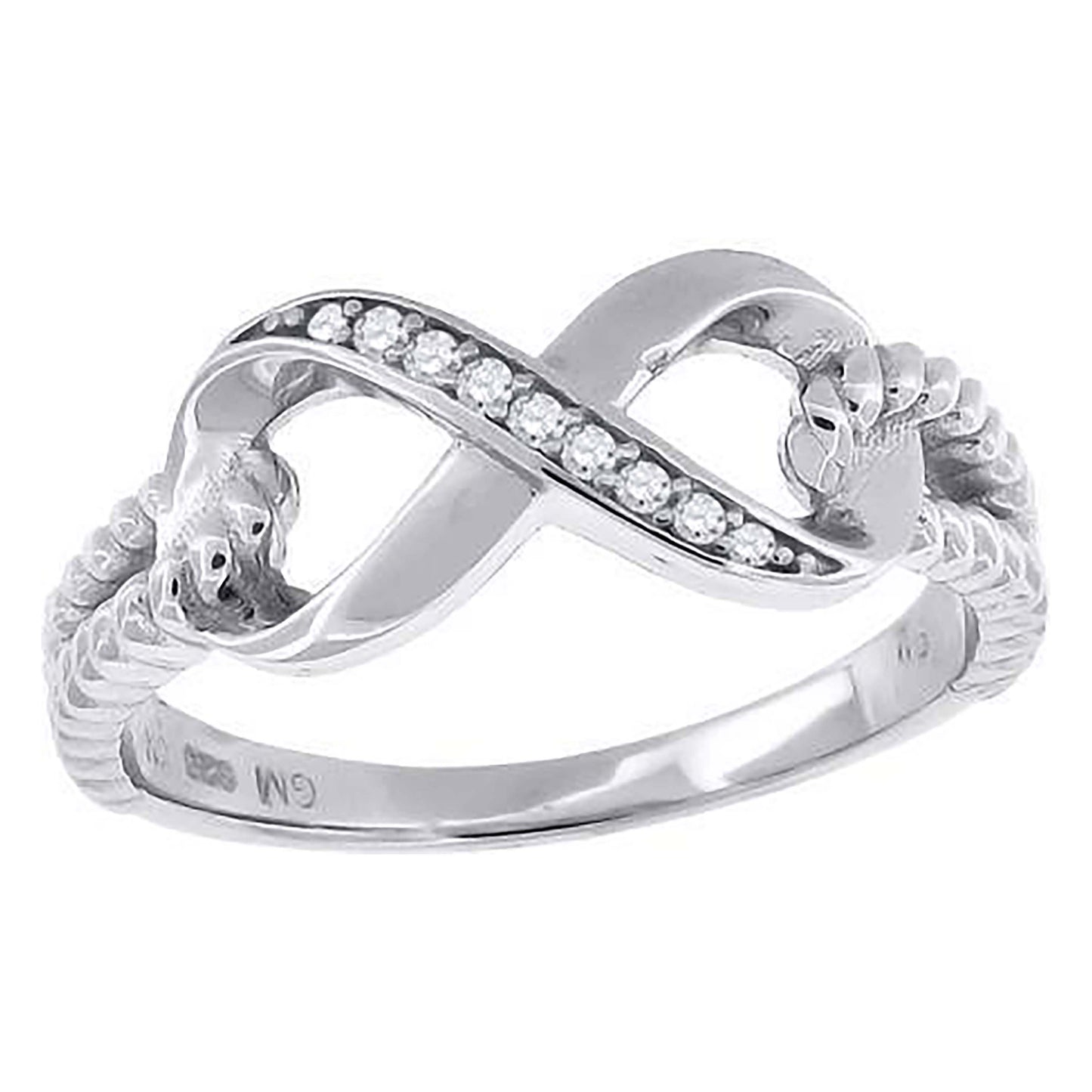 Sterling Silver Womens Cubic Zirconia Infinity Love Bridal Anniversary Wedding Engagement Band Ring