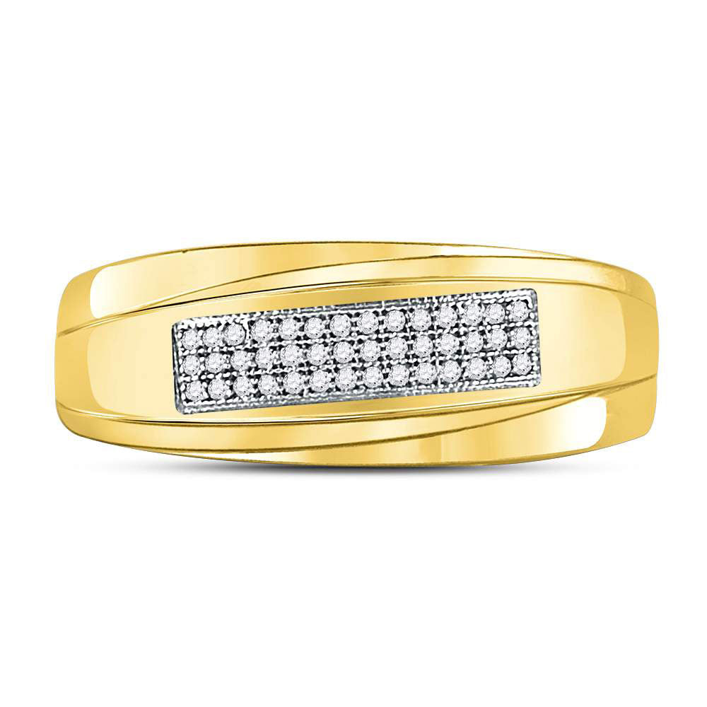 10K Two-tone Gold Mens Round Diamond Wedding Band Ring 1/8 Cttw, Mens Size: 7-13