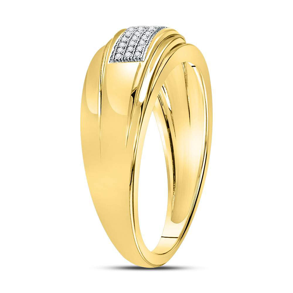 10K Two-tone Gold Mens Round Diamond Wedding Band Ring 1/8 Cttw, Mens Size: 7-13