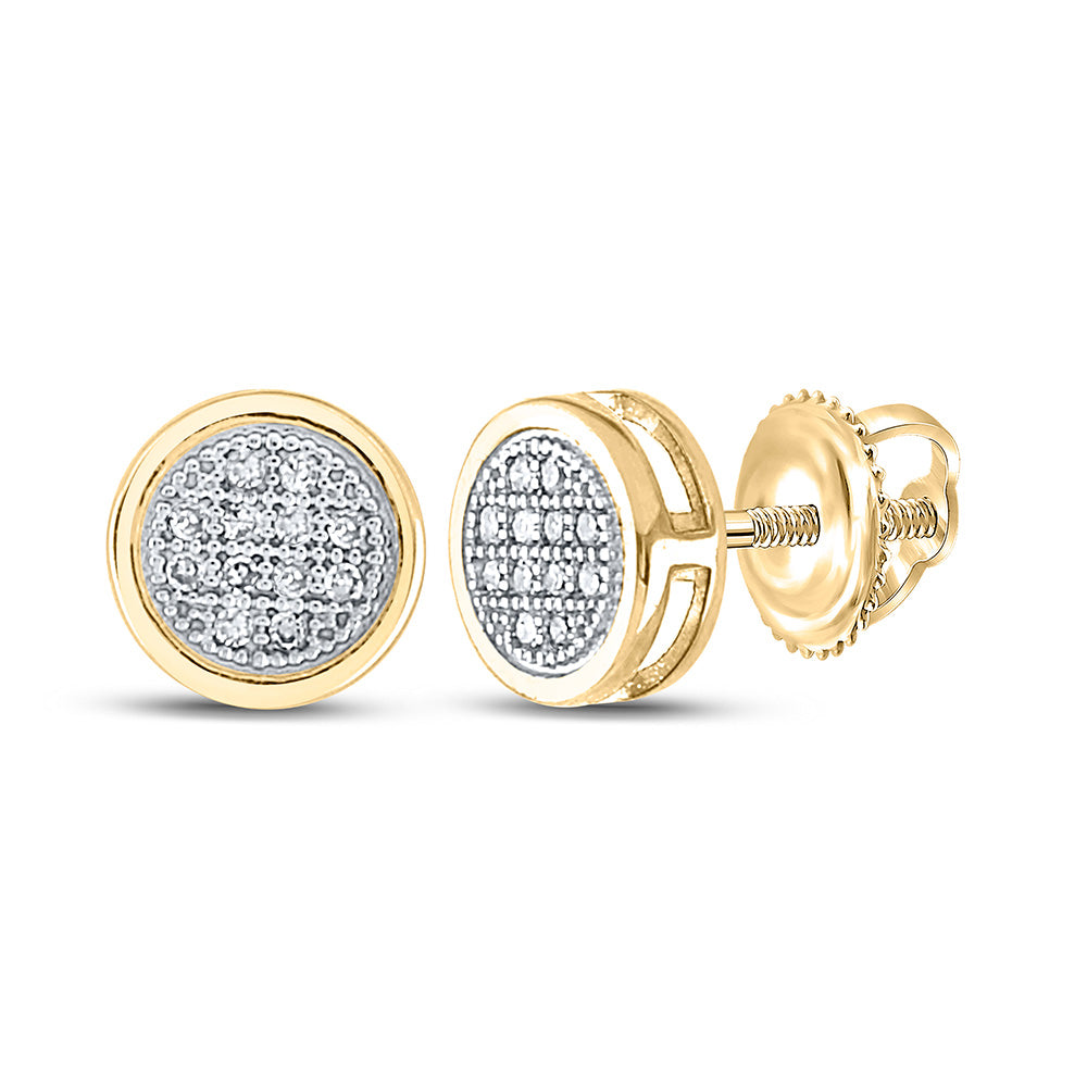 10K White Or Yellow Gold Womens Round Diamond Circle Earrings