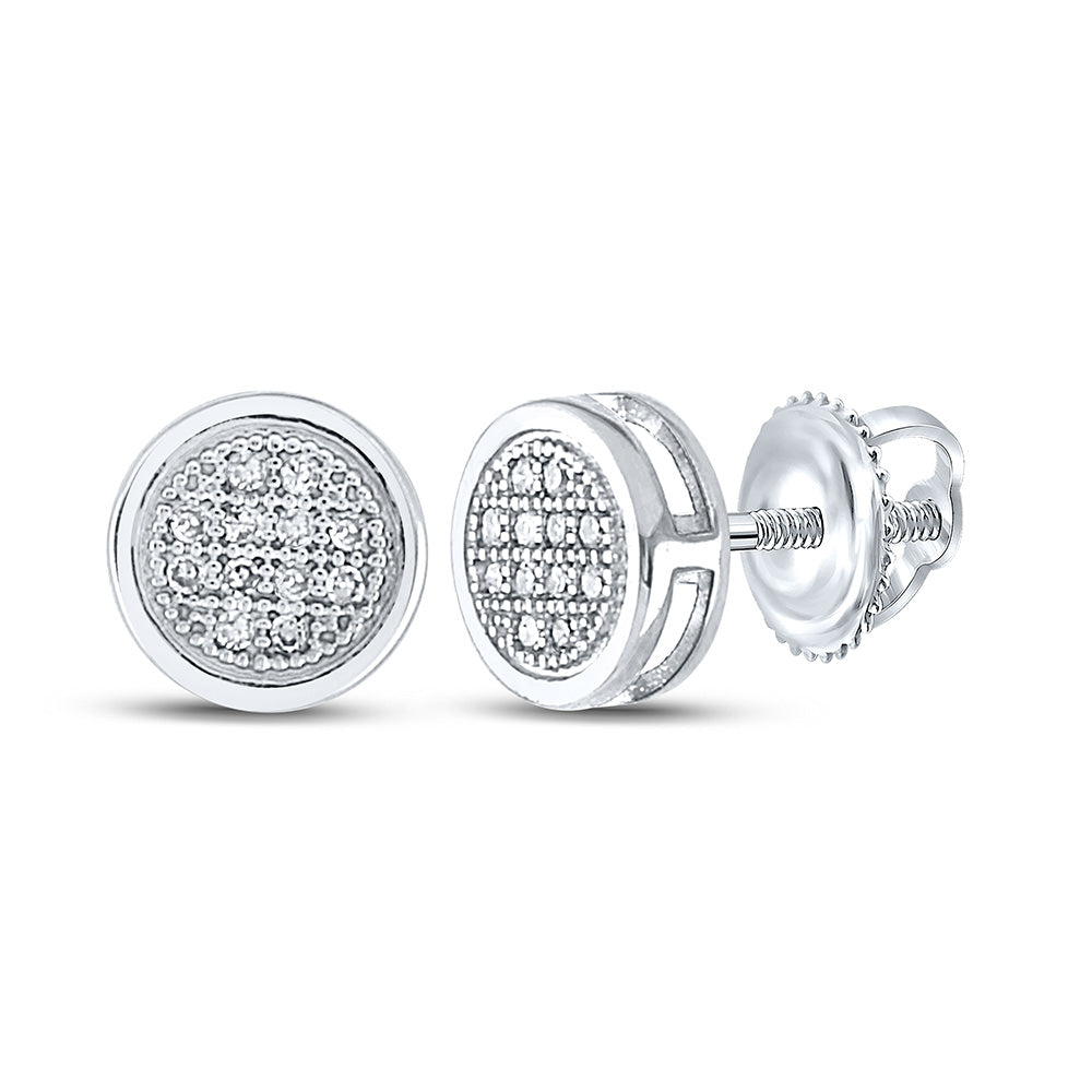 10K White Or Yellow Gold Womens Round Diamond Circle Earrings