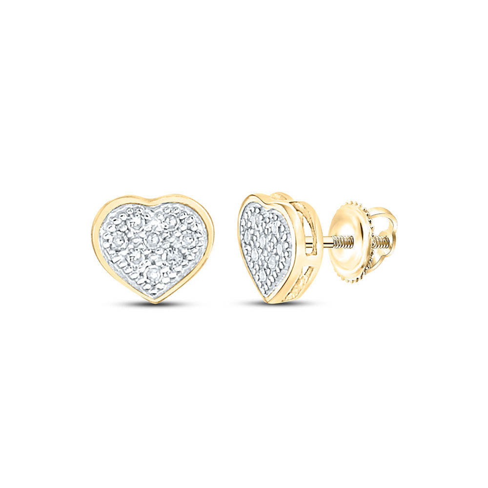 10K White Or Yellow Gold Womens Round Diamond Heart Cluster Earrings