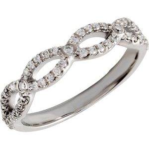 14K White Gold Round Polished 1/4 Ctw Natural Diamond Matching Band Size 7