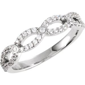 14K White Gold Round Polished 1/4 Ctw Natural Diamond Matching Band Size 7