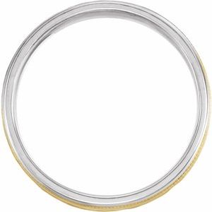 14K White/Yellow/White Gold Comfort-Fit Hammered Design Milgrain Band Size 12
