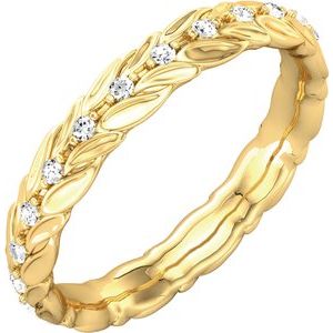 14K Yellow Gold Round 1.2 Mm G-H Si2-Si3 1/6 Ctw Natural Diamond Eternity Band Size 5.5