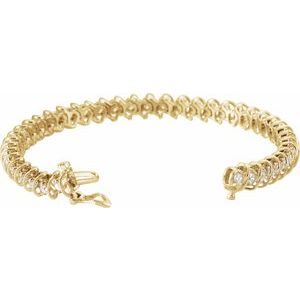 14K Yellow Gold Round 2.8Mm G-H I1 3 1/3 Ctw Natural Diamond Bracelet, Length: 7 In