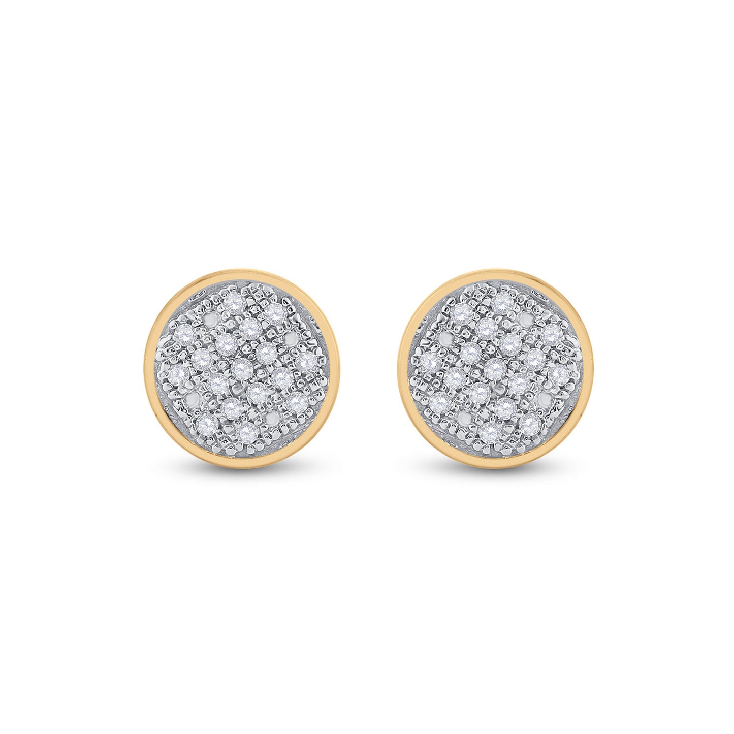 10K White Or Yellow Gold Womens Round Diamond Circle Cluster Earrings