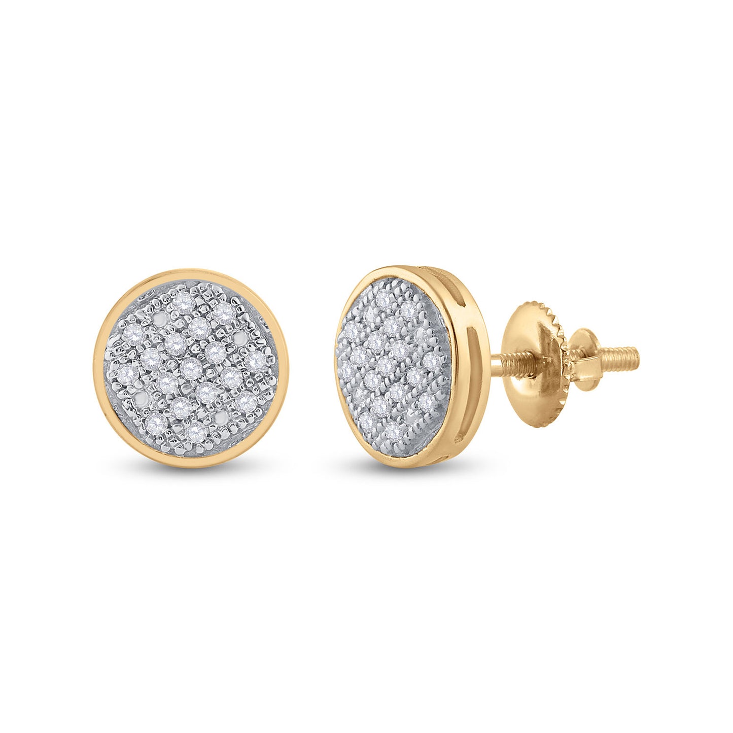 10K White Or Yellow Gold Womens Round Diamond Circle Cluster Earrings